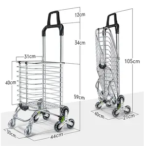 Carrito de la compra con ruedas plegable, carrito de mercado