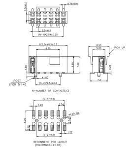 Connecteur femelle Bergstick 2,54 mm H=5 2*9P avec capuchon de protection, type SMT/<span class=keywords><strong>SMD</strong></span> - Product Image 3