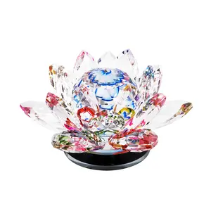 Rotatable crystal lotus flower rotating glass lotus with gift box