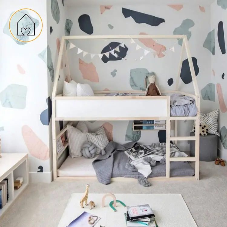 Litera de loft con dosel para casa de madera, para niños pequeños, venta directa de fábrica