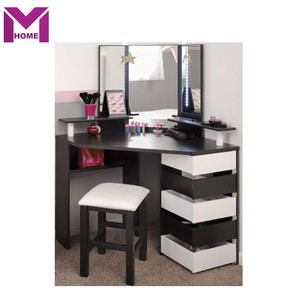 Bedroom Furnture Wooden <strong>Makeup</strong> Vanity <strong>Table</strong> <strong>Corner</strong> Dressing <strong>Table</strong> With Sliding Mirror Drawers - Product Image 4