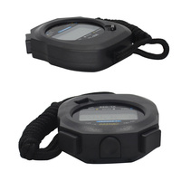 Stopwatch Hitung Mundur Profesional Multifungsi 1/100 Detik Tahan Air 2 Baris 100 Putaran Memori Timer untuk Olahraga & Hiburan