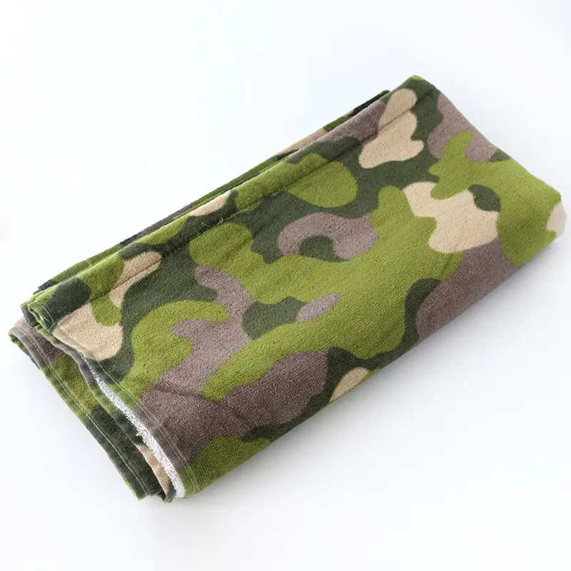 Serviette de plage 100% coton à imprimé Camouflage, vente en gros