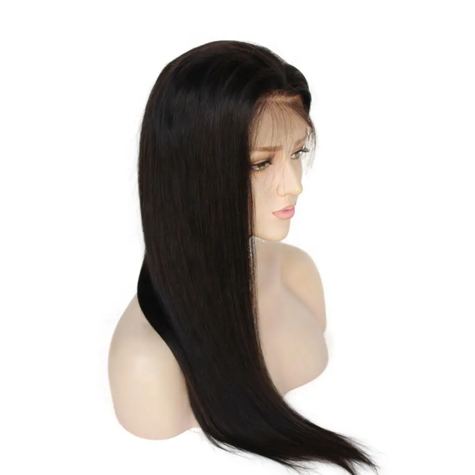 Silk Top Wig 150% Density Straight Full Lace Wig Brazilian Virgin Hair Bleached Knots Human Hair Wig