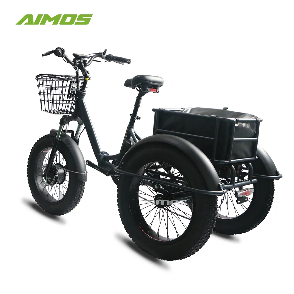 Aimos 2021 3 Rad Elektro fahrrad drei Räder Adult Cargo Elektro fahrrad mit Korb