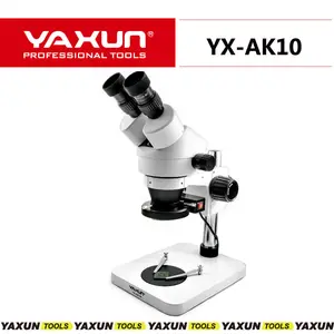 YAXUN AK10 Stereo Zoom Kính Hiển Vi, Tiếp Tục Zoom 7x-45x, Cao Chất Lượng Kính Hiển Vi Cho Điện Thoại Di Động Sửa Chữa