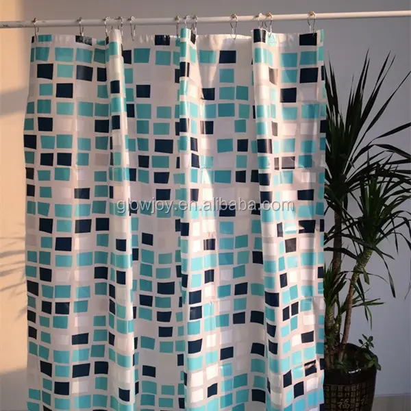 Printed hotel hookless custom PEVA/POLYESTER shower curtain