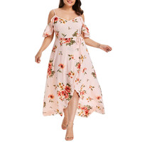 Robes décontractées OEM sur mesure grande taille partout en dentelle florale pleine élégante robe midi à volants de bal de promo à manches bouffantes pour les femmes