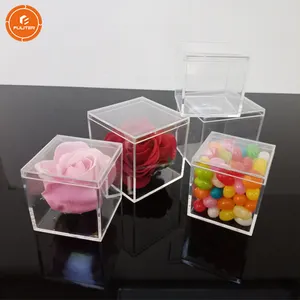 Cubo portaoggetti quadrato in acrilico per matrimonio Mini bomboniera scatola in acrilico trasparente con coperchio