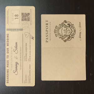 Cartes d'invitation de <span class=keywords><strong>mariage</strong></span> chics et personnalisées sur le thème du <span class=keywords><strong>passeport</strong></span> et de la carte d'embarquement - Product Image 5