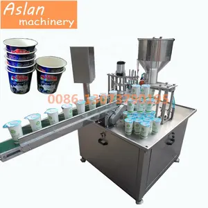 plastic pot yogurt filling sealing equipment / automatic rotary yogurt cup filling and sealing machine price
