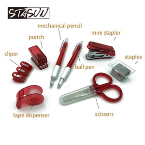 STASUN 8 In1 Mini <span class=keywords><strong>Office</strong></span> ชุดเครื่องเขียนบรรจุ PP กล่องปากกาและ Medium กรรไกร