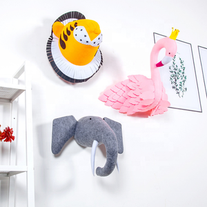 Décoration murale en feutre sculpté créatif de style européen, tête d'animal, décoration murale à <span class=keywords><strong>suspendre</strong></span> à la maison - Product Image 3