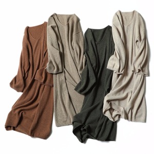 Abiti da <span class=keywords><strong>donna</strong></span> in cashmere lavorato a maglia con scollo a V allentato inverno plus size abiti da <span class=keywords><strong>donna</strong></span> maglione vestito <span class=keywords><strong>abbigliamento</strong></span> <span class=keywords><strong>donna</strong></span> - Product Image 5