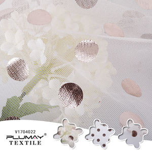 Kain mesh polka dot, untuk garmen 100% bahan poliester lembut hot stamping renda kain emas Polka dot foil tulle cetak - Product Image 6