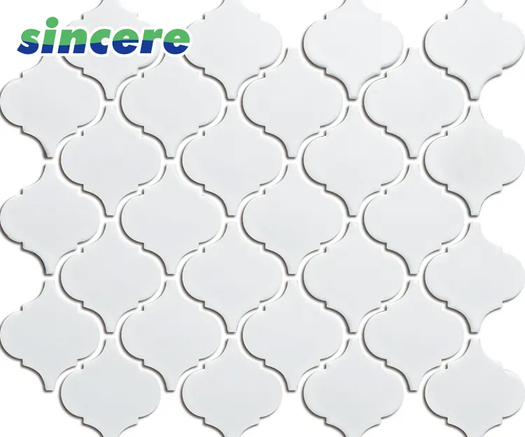 Warna Hitam dan Putih untuk Proyek 6Mm Bentuk Lentera Matt Keramik Mosaik Ubin