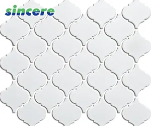 Glass Tile Mosaics Black And White Color For Project 6mm Matt Lantern Shape Ceramic Tile Mosaic