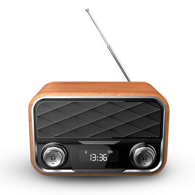 Portable Pocket Radio Retro Wood FM High Defi Speaker for Home Outdoor