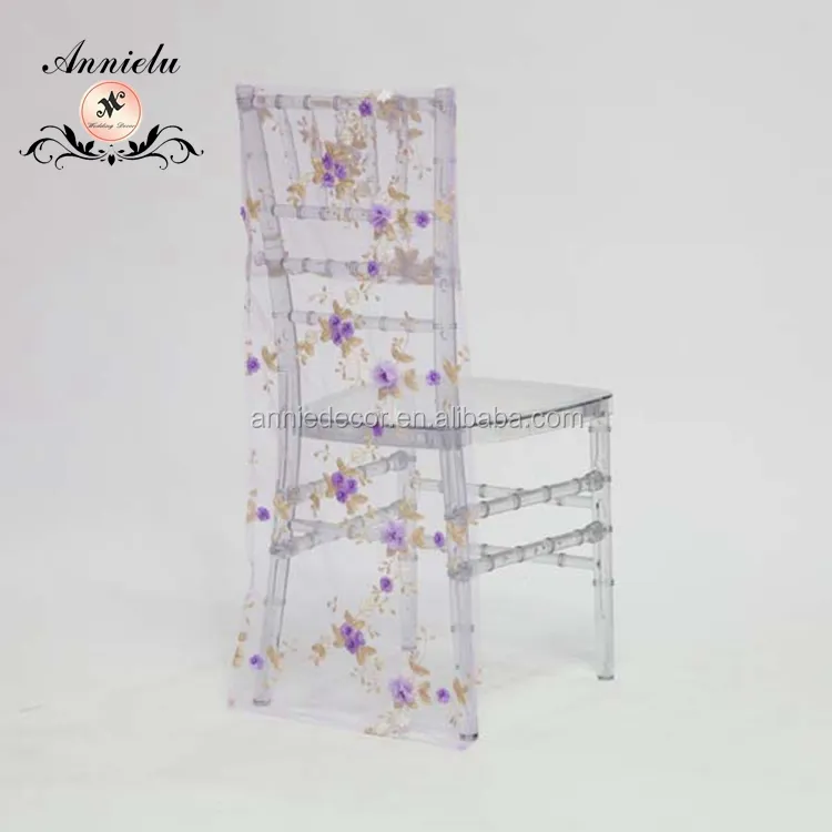 Ausgefallene Perle Stickerei Mesh Stoff Chiavari Schutz blume Hochzeit Stuhl bezug