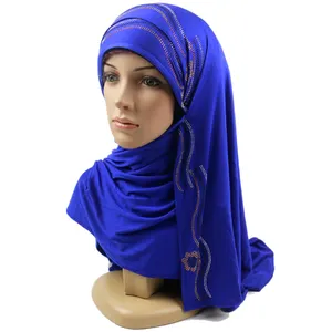 2021 jersey hijab new rhinestone design hijab comfortable material customization jersey cotton hijab scarves