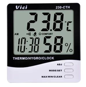 Termômetro inteligente digital do quarto 230-cth ce, aprovado, c/f, higrômetro, termômetro, temperatura com despertador do calendário