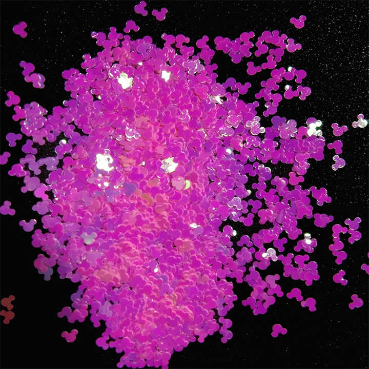 Bulk Popular Mickey Mouse Glitter Iridescent Pink Pearl Mickey Glitters for Tumbler&Nail Carts