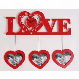 Manis jantung bentuk jam dinding bingkai foto insert jam dinding untuk dekorasi pernikahan