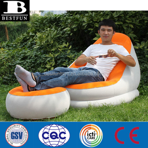 Custom Flocked Inflatable <strong>Recliner</strong> <strong>Chair</strong> With <strong>Footstool</strong> Lightweight Large Garden Sofa for Outdoor Home Furniture - Product Image 3