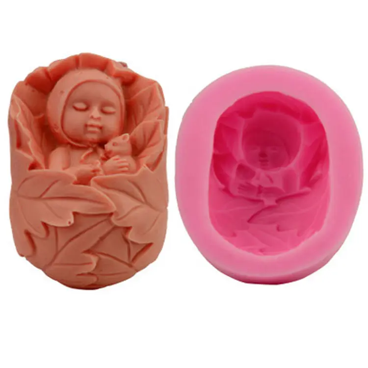 Factory wholesale eco friendly 3d fondant cake tools handmade silicone baby sleeping cake mould