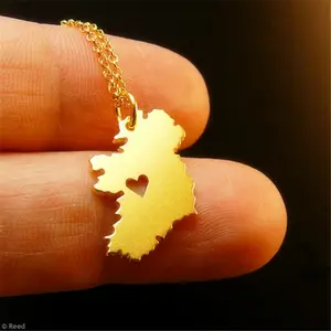 New Fashion Handmade Jewelry Ireland Map Charm Necklace Tiny Cute Personalized Map Pendant