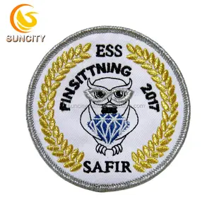 Новинка 2017 года, логотип ESS safir finsittning OWL на заказ, нашивка с металлической золотой и серебряной нитью для Unifo