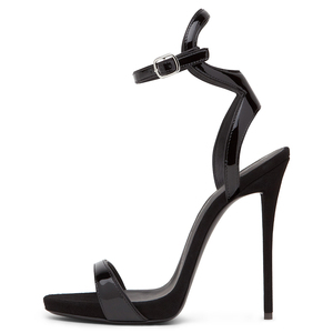 Elegantes Sandalias de Tacón Alto con Plataforma para Dama de Verano Tallas Grandes 2018 Tacones Sexys de <span class=keywords><strong>Charol</strong></span> Negro para Vestido de Noche - Product Image 1