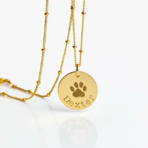 Ispirare la collana personalizzata con la stampa della <span class=keywords><strong>zampa</strong></span> di cane gioielli in acciaio inossidabile in memoria del tuo amico peloso per una festa di nozze o un regalo - Product Image 1
