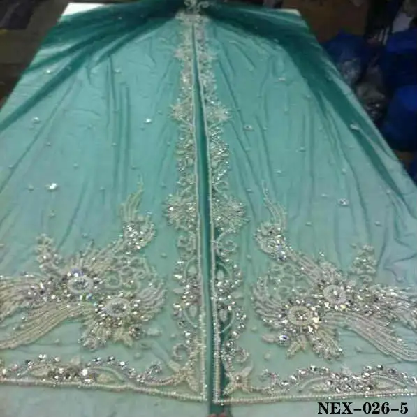 Mode bleu saree tissu avec perles en gros (NEX-026-5)