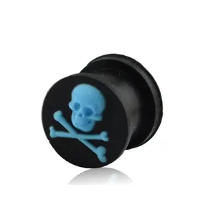 Silicone Miễn Phí Mẫu Tai Đồng Hồ Đo, Fancy Skull Tai Đồng Hồ Đo Cắm, Tai Đường Hầm Piercing