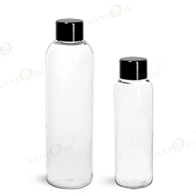 Botella de plástico transparente para bebidas, botella de plástico PET con tapón de 20-410, 2 oz, 8 oz, 16 oz