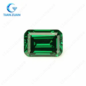 6A+ Dark Green color rectangle emerald cut Cubic Zirconia