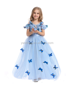 2016 nuovo desgin di stile <span class=keywords><strong>blu</strong></span> <span class=keywords><strong>principessa</strong></span> delle ragazze del <span class=keywords><strong>vestito</strong></span> con la farfalla - Product Image 1
