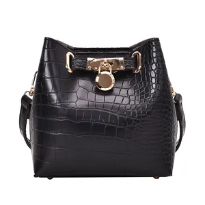 Wholesale Tasje Small PU Leather Women Shoulder Bucket Bag Crocodile