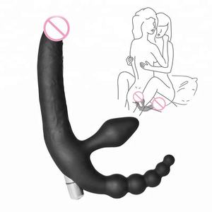 Bretelles Strapon bullet vibe anal butt plug Vibrateur Lesbienne silicone double gode - Product Image 1