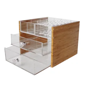 Organizador acrílico para maquiagem, material para maquiagem, cubo transparente, armazenamento, 3 camadas, organizador de gavetas