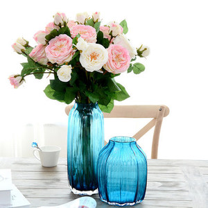 Vases de fleurs style cylindre coloré, lot de 3 pièces, grand centre de table en <span class=keywords><strong>verre</strong></span> avec différents Design pour décoration intérieure, rayé - Product Image 4