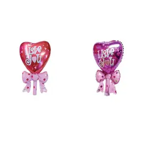 心形蝴蝶结玫瑰红花束造型定制气球女孩玩具婚庆餐桌装饰广告气球