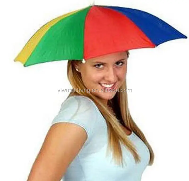 Großhandel Kopf Regenschirm Hut Kappe Kopf bedeckung Regenschirm zum Angeln Wandern Strand Camping Cap Kopf Hüte Outdoor Sonnenschutz benutzer definierte Logo