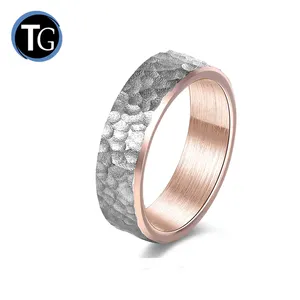 Ворсистой изнанкой 925 стерлингового серебра серебристого цвета в итальянском стиле; Цвет: серебряное кольцо, кованые поверхностью серебряные трубы кольцо для мужчин