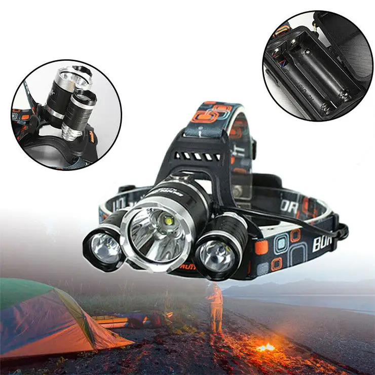 3 LED Outdoor Running Head light high power Headlamp fishing Hunting Best usb Rechargeable Head Lamp Headlamps