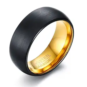 Ювелирные изделия с черным и золотым покрытием, вольфрамовые обручальные кольца с матовой отделкой для мужчин и женщин, сделано в Китае