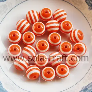 . neue 10mm 500 stück Orange& weiß großhandel acryl zebra- Streifen lose runde edelstein charme spacer perlen