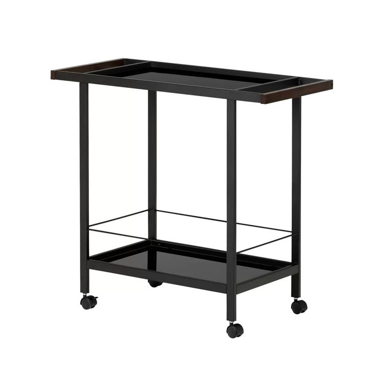 Bar Cart Vintage Kitchen Dining Room 2 Tiered Wooden Metal Tea Coffee Wine Beverage Liquor Drink Serving Rolling Wine Rack Bar Cart