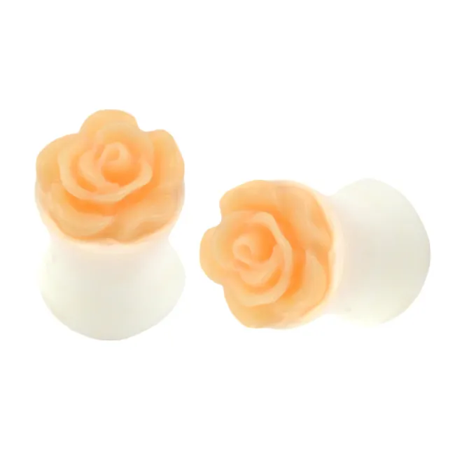 rose design plug, white acrylic ear expand plug, best selling vagina plug piercing for women